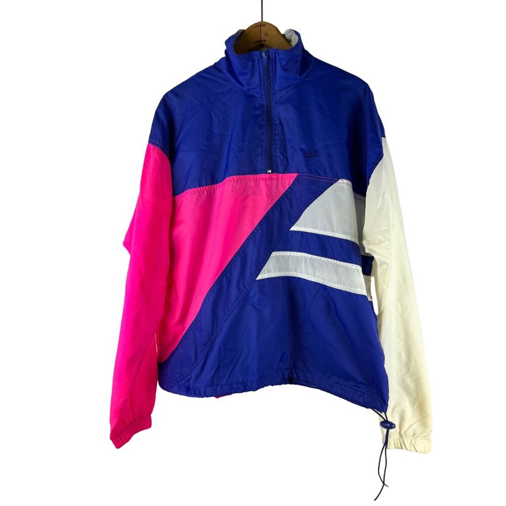 VTG 90's Nike Windbreaker Jacket Color block Pullover 1/4 Zip, Women's Large